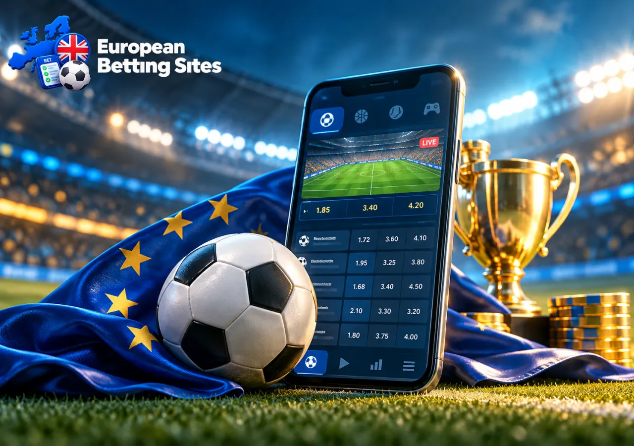 Betting platforms display odds and markets for football matches across Europe.