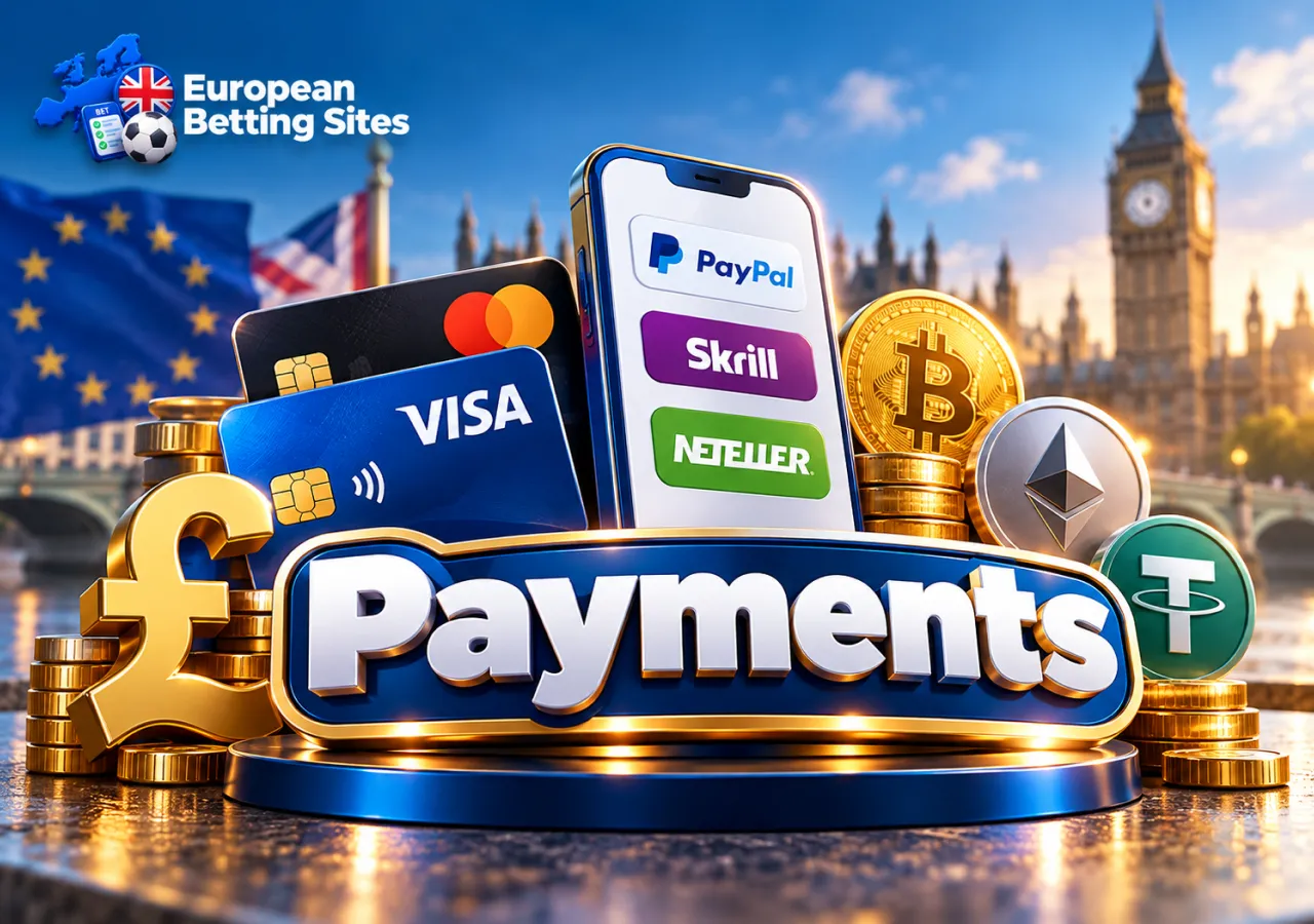 European Betting Sites support different payment options, including bank cards and e-wallets.